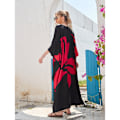 Miniatyrbilde 5 av 11: Svømmedrakt Coverup Løs Casual Strand Kaftan Kjole Black apricot
