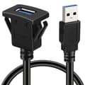 Vandtæt USB3.0 han til hun AUX flush panel montering forlængerkabel til bil lastbil både Motorcykel instrumentbræt 1 meter