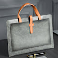Miniatyrbillede 10 af 11: Håndholdt File Folder Opbevaringstaske Læder File Folder Laptop Sleeve Dokumenttaske null - 3