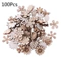 100 stycken/set Blomsterblad Träskiva Kit Rustika Träutskurna Hantverksmaterial