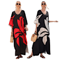 Pikkukuva 11 / 11: Uimapukukangas löysä rento rantakaftan-mekko Black apricot