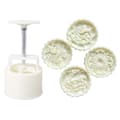 Mooncake Stämpel Handtryckverktyg Blomform Plastmaterial Baktillbehör