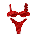 Miniatyrbild 1 av 11: Kvinnors Två Delar Badkläder Hög Midja Botten Bikinis Badkläder Red S