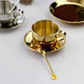 Miniatyrbillede 8 af 11: Dobbelt væggede Isoleret Kaffe Kopper Sæt Retro Kaffe Latte Te Kopper med Ske og Underkop til Latte, Mælk, Te, Espresso Silver