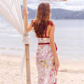 Miniatyrbillede 7 af 11: Badetøjsdækken til kvinder Lang Chiffon Strand Tie Wrap Skørt Bikini Wrap Skørt Apricot One size fits all