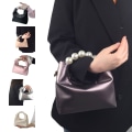 Pikkukuva 2 / 11: Pieni iltalaukku kukkaro Pearl Handle PU-nahkainen käsilaukku irrotettavalla ketjulla Purple