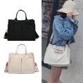 Miniatyrbild 2 av 11: Kvinnors Canvas-Bag Large Capacity Shoulder Crossbody Bag Handväska med flera fickor Black