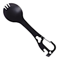 Miniatyrbild 1 av 10: 5 i 1 Rostfritt Stål Spork Camping Redskap med Sked Gaffel Flasköppnare Black