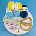 Miniatyrbillede 6 af 11: DIY håndlavet taske Retro stil håndtaske syning med syværktøj PU læder bund Hæklet håndtag Tasker Fremstilling af håndværkstilbehør Style 1