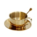 Miniatyrbillede 7 af 11: Dobbelt væggede Isoleret Kaffe Kopper Sæt Retro Kaffe Latte Te Kopper med Ske og Underkop til Latte, Mælk, Te, Espresso Silver