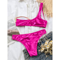 Miniatyrbild 7 av 11: Dam one shoulder baddräkt hög skuren baddräkter push up strand bikinis set M