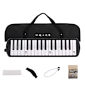 Miniatyrbillede 1 af 11: 32 Tangenter Melodica Instrument Keyboard Luftklaver med Langt Rør, Korte Mundstykker Black Soft Case