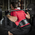 Miniatyrbild 4 av 11: Unisex konstläder viktbälte dubbla spännen kraft midjeband gym bodybuilding träning nedre rygg ländryggsstöd L