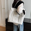 Miniatyrbillede 8 af 11: Indkøbstasker Bogtaske Trendy taske Mode Casual Shopper Bag Alsidig håndtaske Khaki