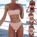 Pikkukuva 3 / 11: Seksikäs naisten bikinit - olkaimeton bandeau push-up -uimapuku uima-asu Pink L