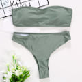 Miniatyrbild 5 av 11: Sexig bikini för kvinnor, axelbandslös bandeau push-up bh, baddräkt, badkläder Pink L
