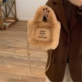Miniatyrbild 5 av 11: Trendig plysch axelväska Crossbody-väskor Telefonhandväska för höst och vinter White