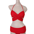 Pikkukuva 1 / 11: Naiset Seksi 2kpl Rypytetty Bikinisetti Halter Criss Cross Wrap Kaarituinen Uimapuku Red M