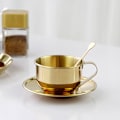 Miniatyrbillede 6 af 11: Dobbelt væggede Isoleret Kaffe Kopper Sæt Retro Kaffe Latte Te Kopper med Ske og Underkop til Latte, Mælk, Te, Espresso Silver