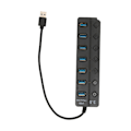 Miniatyrbild 3 av 8: USB3.0-hubb 7 portar 5 Gbps höghastighetsöverföring Bred kompatibilitet Bärbar USB3.0-delare Dockningsstation Svart