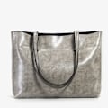 Miniatyrbillede 2 af 5: Stor Grå Vokslæder Tote Bag - Modebevidst Casual Skuldertaske - Holdbart Design - 38x28x13cm grey About 38*28*13cm