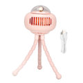 Pikkukuva 1 / 8: Rattail Fan Portable Käyttöinen Kolmijalka Design Mykistetty 4 Tasoa Nopeus USB Ladattava 130 Astetta Automaattinen Ravistelu Fan Pink