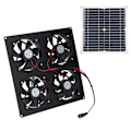 Miniatyrbild 2 av 8: Bärbar soldriven fläkt - 4 fläktar, 100W 20V, grön energi, perfekt för hundhus, hönshus, växthus, husbilar