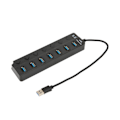 Miniatyrbild 2 av 8: USB3.0-hubb 7 portar 5 Gbps höghastighetsöverföring Bred kompatibilitet Bärbar USB3.0-delare Dockningsstation Svart
