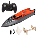 Miniatyrbilde 1 av 8: Fjernstyrt båt 2.4GHz Dobbel Motor Racing Båt Vannleketøy Vanntett ABS RC Speedboat for Basseng Elv