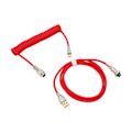 Pikkukuva 4 / 8: Mekaanisen näppäimistön kaapeli, tuplaholkki, mukautettu kierretty, irrotettava metallinen ilmailuliitin USB C - USB A -näppäimistön ilmailuliitin, punainen