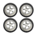 Miniatyrbillede 4 af 8: RC bildæksæt til AE86 - 4 stk plastnav gummidæk, 3,3 cm diameter, 1,2 cm bredde, sølv