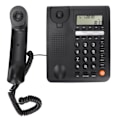 Miniatyrbillede 4 af 8: Bordtelefon med ledning, 16-bit LCD-skærm, knapper, fastnettelefon med 3 alarmklokker, hukommelse til opkald, sort