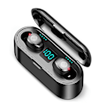 Pikkukuva 1 / 5: Langattomat Bluetooth-nappikuulokkeet kosketusohjauksella ja melua vaimentavalla latauskotelolla urheiluun ja työhön F9-2 musta