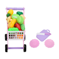 Miniatyrbillede 8 af 8: Plastik Mini Supermarkedts Indkøbsvogn Legesæt Desktop Simulation Kurv Vogn Push Car Legetøj