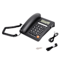 Miniatyrbild 2 av 8: Fasttelefon med sladd, skrivbordsmodell, 16-bitars LCD-display, knappar, med 3 larmklockor, samtalsminne, svart