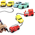 Miniatyrbillede 5 af 8: Sjov Pen Induktiv Bil Lastbil Følg Enhver Tegnet Sort Linje Mini Legetøj Ingeniørkøretøjer Pædagogisk Legetøj