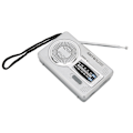 Pikkukuva 5 / 8: Kannettava Mini AM FM -transistoriradio DSP-sirulla, kaiuttimella ja kuulokeliitännällä (hopeanharmaa)