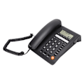Miniatyrbillede 8 af 8: Bordtelefon med ledning, 16-bit LCD-skærm, knapper, fastnettelefon med 3 alarmklokker, hukommelse til opkald, sort