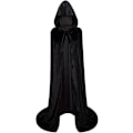 Miniatyrbillede 1 af 5: Halloween kostumer, festtøj, børne- og voksenkappe, sort guld fløjl kappe, vampyr dødskappe M Sort