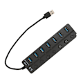 Miniatyrbild 8 av 8: USB3.0-hubb 7 portar 5 Gbps höghastighetsöverföring Bred kompatibilitet Bärbar USB3.0-delare Dockningsstation Svart