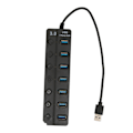 Miniatyrbild 7 av 8: USB3.0-hubb 7 portar 5 Gbps höghastighetsöverföring Bred kompatibilitet Bärbar USB3.0-delare Dockningsstation Svart