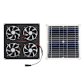 Miniatyrbillede 3 af 8: Bærbar soldrevet ventilator - 4 vifter, 100W 20V, grøn energi, perfekt til hundehuse, hønsehuse, drivhuse, autocampere