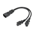 Pikkukuva 4 / 8: IEC320 C14 - Dual C15 -johdin, uros-uros, turvallinen virtajakajakaa pöytälampulle, tulostimelle, projektori, 100‑250V, 32cm