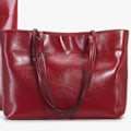 Pikkukuva 4 / 6: Viininpunainen Vahattu Nahkainen Suuri Käsilaukku Tyylissä ja Monipuolisuudessa 30x15x36cm Vertical wine red About 30*15*36cm
