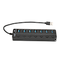 Miniatyrbild 6 av 8: USB3.0-hubb 7 portar 5 Gbps höghastighetsöverföring Bred kompatibilitet Bärbar USB3.0-delare Dockningsstation Svart