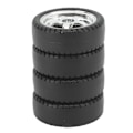 Miniatyrbillede 8 af 8: RC bildæksæt til AE86 - 4 stk plastnav gummidæk, 3,3 cm diameter, 1,2 cm bredde, sølv