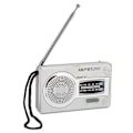 Pikkukuva 4 / 8: Kannettava Mini AM FM -transistoriradio DSP-sirulla, kaiuttimella ja kuulokeliitännällä (hopeanharmaa)