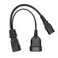 Miniatyrbillede 1 af 8: IEC320 C14 til IEC320 C13 og EU Strømkabel Professionel Y-Splitter Strømstikkabel 32cm 10A 250V