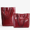 Pikkukuva 2 / 6: Viininpunainen Vahattu Nahkainen Suuri Käsilaukku Tyylissä ja Monipuolisuudessa 30x15x36cm Vertical wine red About 30*15*36cm