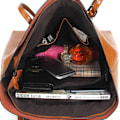 Miniatyrbillede 6 af 6: Stilful Sort Vokset Læder Tote Bag 38x28x13cm Perfekt til Daglig Brug black About 38*28*13cm